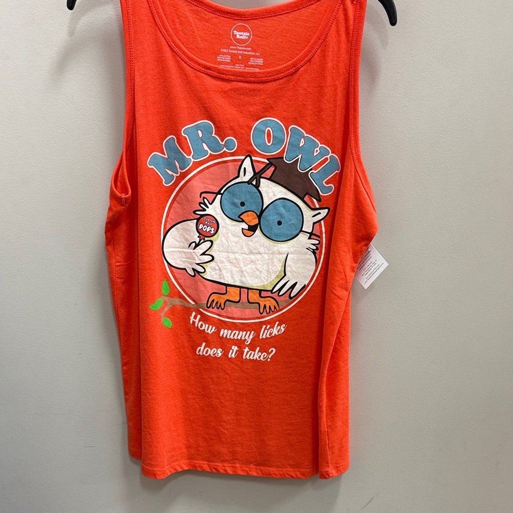 Mr. Owl Graphic Tank Top - Orange